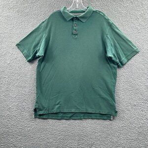 Duluth Trading Men Polo Shirt Large Tall Green 100% Cotton Pullover Short Sleeve